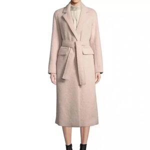 VINCE Pink Wool-blend Belted Coat sz XS